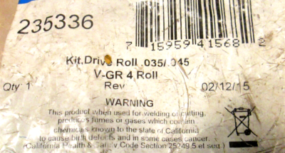 Miller Drive Roll Kit 235336 - .035/.045 V-GR 4 Rollers | eBay