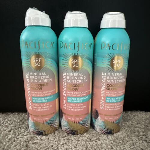 SEALED 3PK PACIFICA Sun + Skincare Mineral Bronzing Sunscreen SPF 30 (6 fl oz) - Picture 1 of 12