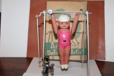 VINTAGE ARTY the TRAPEZE ARTIST WIND UP ACROBAT TOY IN ORIGINAL BOX 