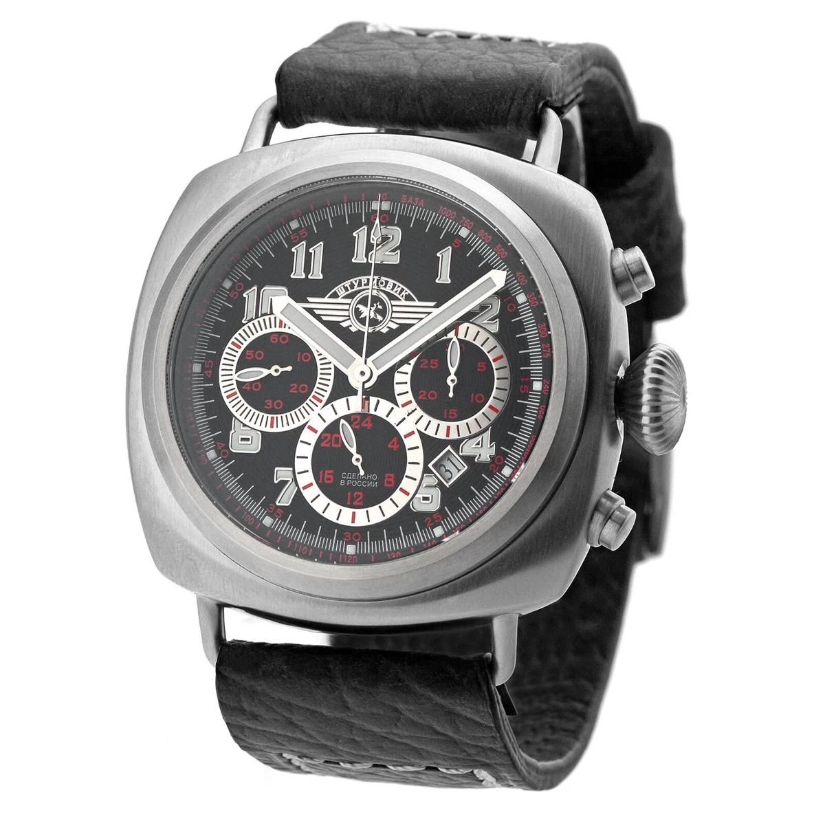 Sturmovik Poljot 31681 24h Pilot Chronograph Analog Watch eBay