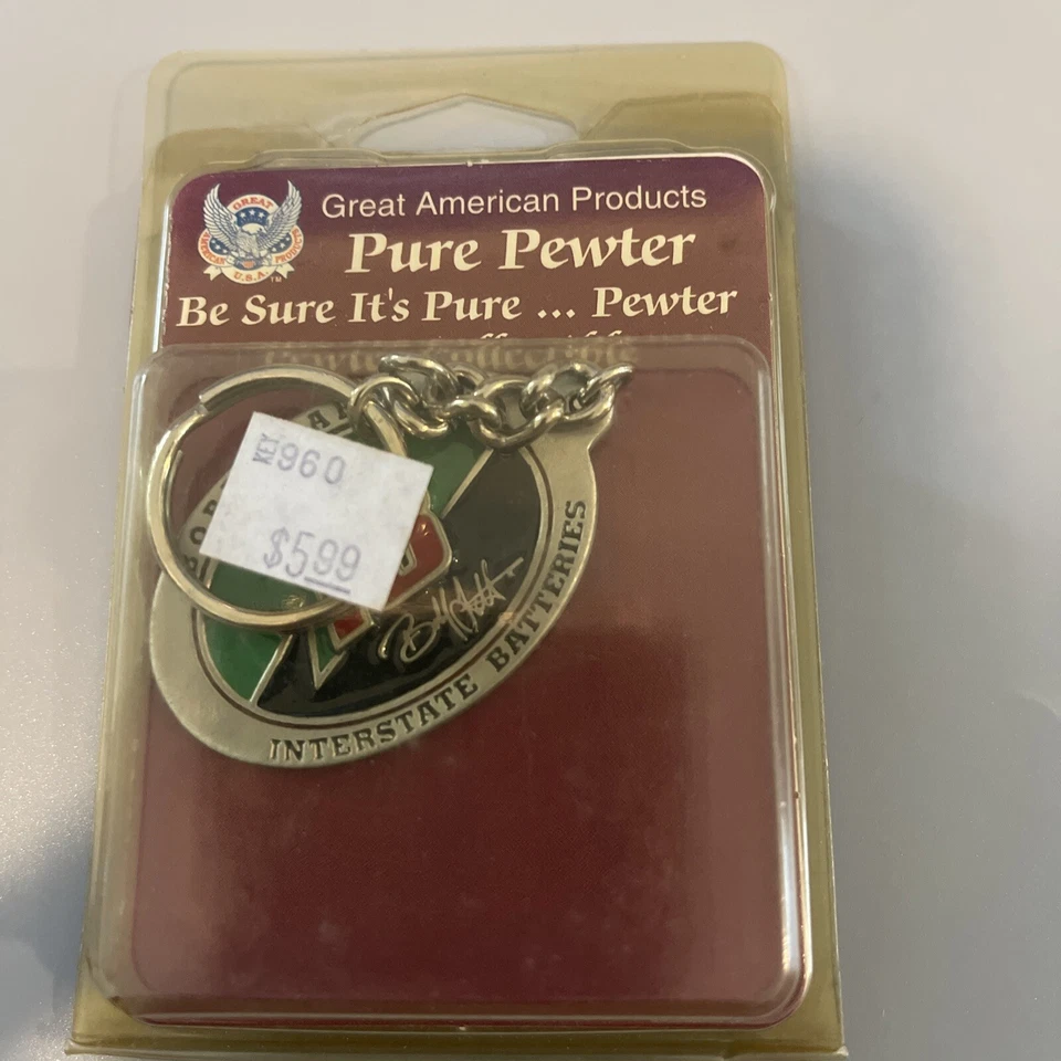 Vintage 1998 NASCAR Bobby Labonte #18 Interstate Batteries Pewter Keychain - Image 3 of 4