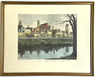 Signed ERNST GEISSENDORFER Color Etching Dinkelsbuhl GERMANY | eBay