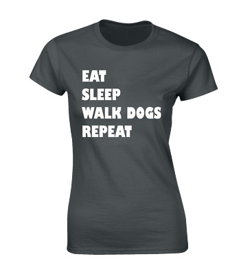 EAT SLEEP WALK DOGS REPEAT DAMEN T-SHIRT COOL HUNDELIEBHABER TIER NIEDLICH GESCHENKIDEE