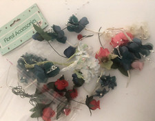 VTG LOT Korea Bunches ASSORTED Wired ROSES Millinery Silk Floral Bouquet Pearl