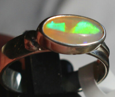 Cat's-eye Opal 1.8 Karat 950er Silberring Größe 19,4 mm