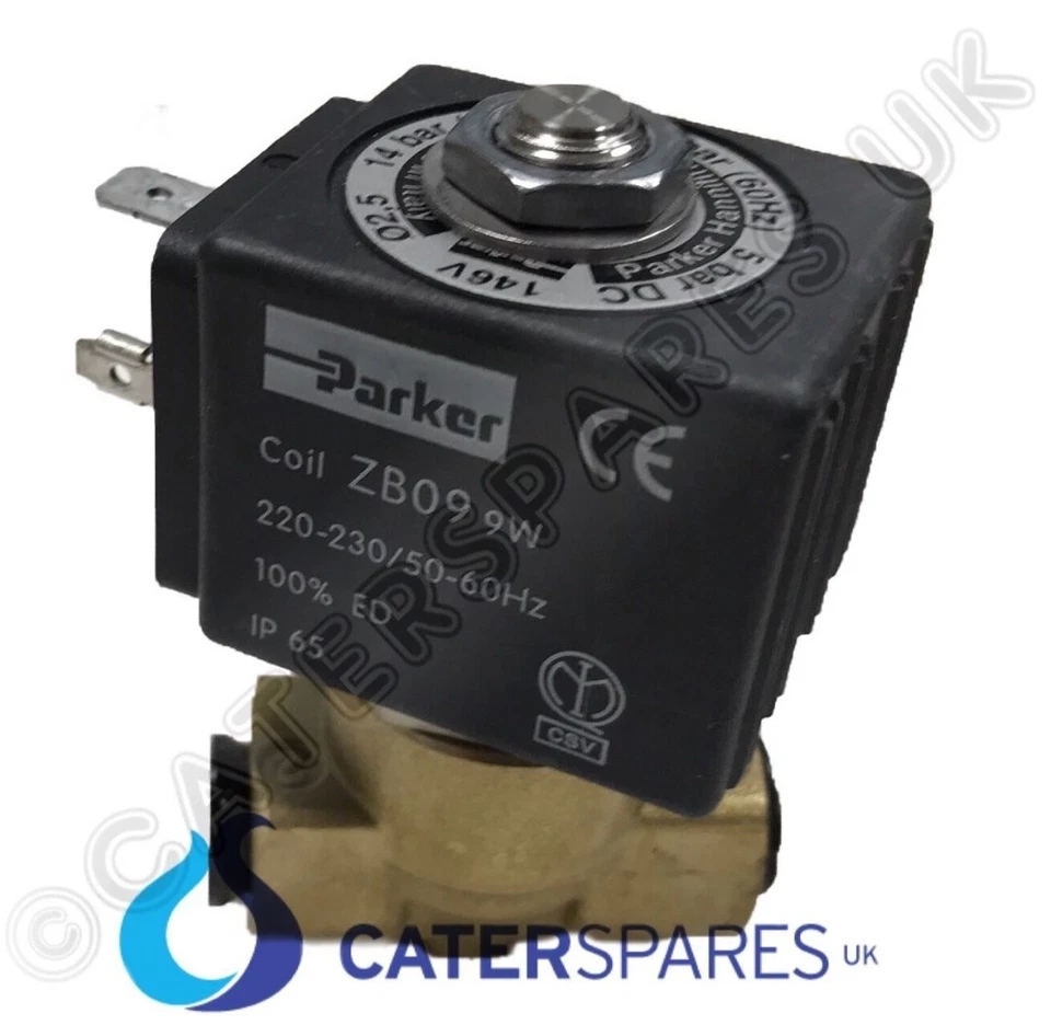 PARKER 1/4" BRASS WATER SOLENOID VALVE USED ON VARIOUS COFFEE MACHINE GAGGIA