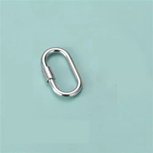 925 Sterling Silver Oval Link Lock Enhancer Bail Carabiner Clasp Connector - Picture 5 of 5