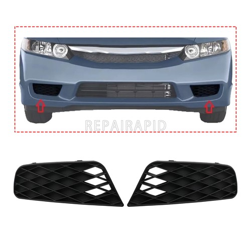 Front Outer Lower Fog Light Cover Set Left & Right for 2009-2011 Honda Civic - Picture 6 of 11