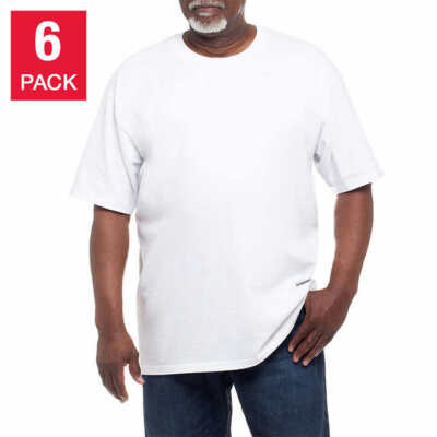 Kirkland Men's 6-pack White 100% Cotton Crew Neck T-shirt