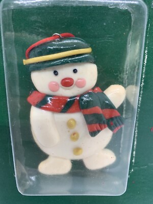 Vintage 80s Flambro Salt Dough Snowman Christmas Ornament Holiday Winter NIP