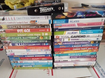 Massive Lot Of 35 Workout Get Fit  Weight Yoga Pilates Dvds W/INSANITY T3#46