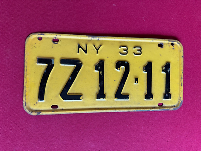 アンティーク　ナンバー　プレート　サイン　ニューヨーク1933年　看板　アメリカ 1933, New York License Plate