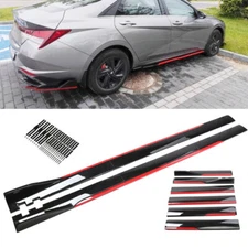 For Hyundai Elantra Sedan 2m Gloss Black Red Side Skirts Splitter Extensions Lip