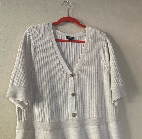 Torrid Mini Sweater Button-Front Skater Dress Size 4X Oatmeal Ribbed Fall Autumn - Picture 4 of 8