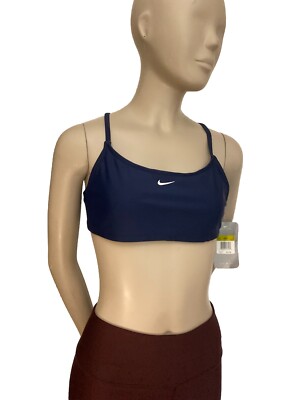 Nike Women's Navy Blue Swim Racer back Bikini Top Sports Bra