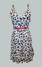 Kate Young For Target Animal Print A-Line With Red Belt Dress Size 8 In White