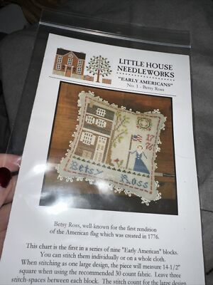 Brandneu Little House Handarbeit Betsy Ross frühe amerikanische Kreuzstichkarte