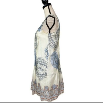 Tibi Pleated Drop Waist Blue Paisley Dress 0 | eBay