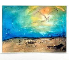 Limited edition giclee art print UNFRAMED abstract landscape sunset artwork NEW!