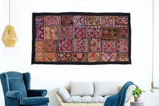 Vintage Embroidered Ethnic Wall Décor Tapestry Fine Zari Hand work Wall Hanging