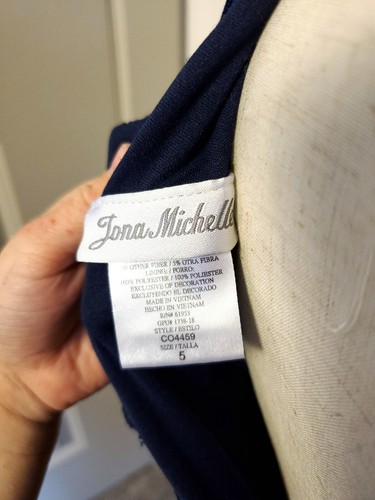 Jona Michelle Girls Blue Velvet Striped Cap Sleeve Tie Up Back A Line Dress 5T - Picture 6 of 6