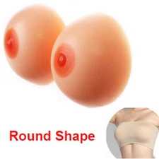 2x Round Silicone Breast Forms Fake Boobs Bra Enhancers Crossdresser Transgender