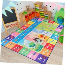 ABC Kids Rug for Playroom, 3x5 Washable Classroom Area Rugs, Toddler