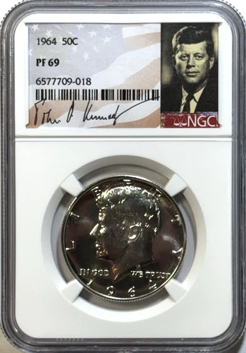 1964 Kennedy Half Dollar NGC PF69 — Ultra Gem Silver Proof JFK Label - Mirror $!