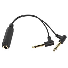 1/4 Inch Splitter 6.35Mm TRS Stereo Female to 90 Degree Dual 6.35Mm Mono TS