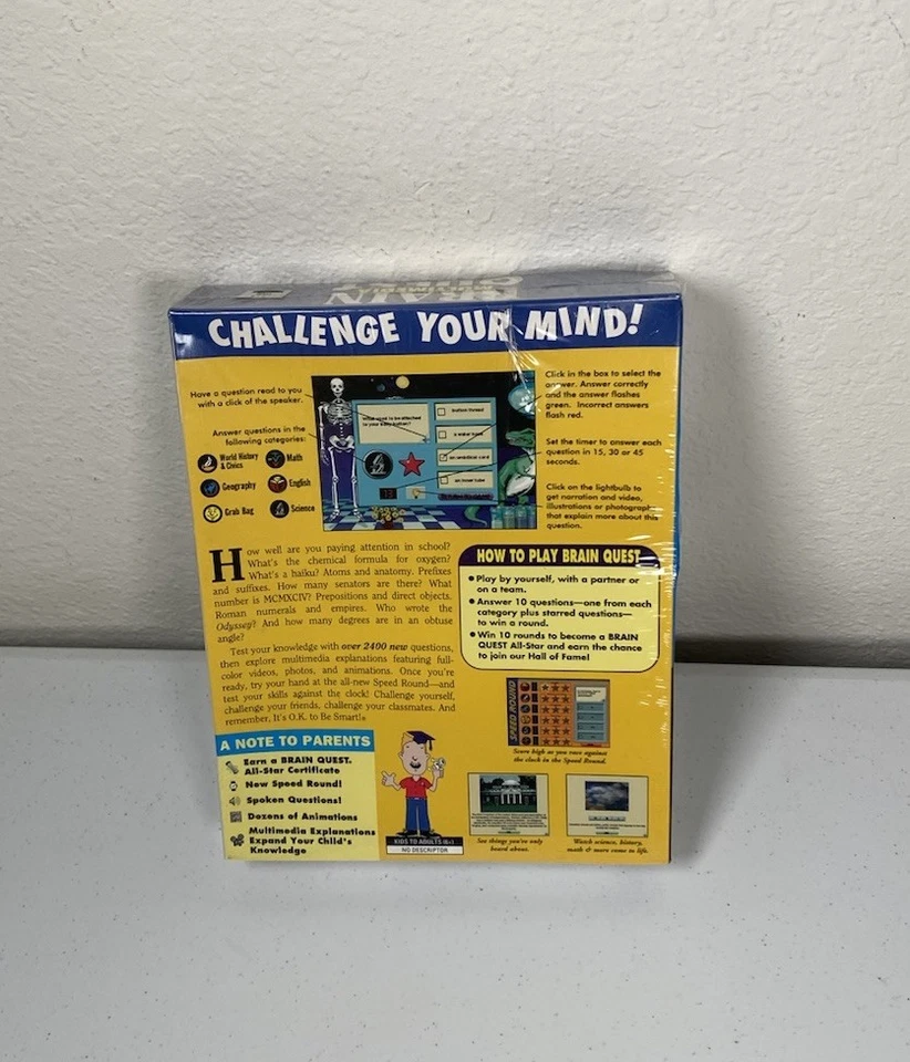 NEW Brain Quest 2 CD Set Grades 5&6 CD-Rom Over Achiever Pack Computer Game - Image 2 of 2