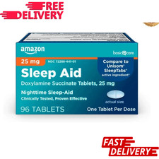 Basic Care Nighttime Sleep Aid Tablets 25mg Doxylamine Succinate   96 Count