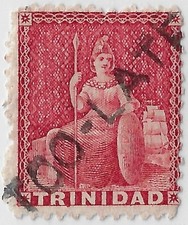 Trinidad Scott 48/ SG 69?, w/ TOO-LATE cxl, (1p) red, wmk CC reversed.(a7997
