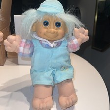 Russ Berrie Troll Kidz Boy Doll in original Romper outfit VTG 12" Stand Included