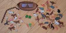 Vintage Noah's Ark Toy Set with Animals And People Made in Hong Kong 70's