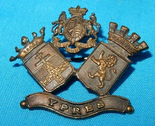 WW1 YPRES BELGIUM BATTLEFRONT MILITARY SWEETHEART BADGE BROOCH WORLD WAR I