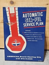 American Brand Heating Oil Sta-Ful Service Plan Metal File Record Box w/ Cards
