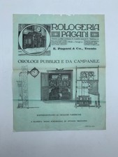 FOGLIO PUBBLICITARIO Orologeria Pagani. Orologi pubblici e da campanile, Trento