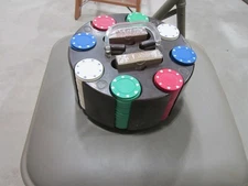 Revolving Poker Chip Rack W/ 200 Poker Chips and 2 Decks Of New Playing Cards