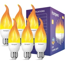 Upgraded LED Flame Light Bulbs, 3 Modes Flickering Light Bulbs, E26 Chandelie...