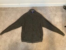 Pendleton Washable Wool Shetland Cardigan Sweater Mens Medium Gray Full Zip