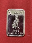 Fine Silver 1 Gram With Boxer Dog Image! Pure .999 Solid Silver Art Bar!