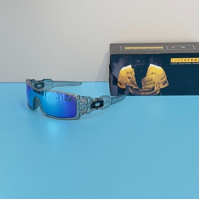 Oakley 36968 Clear Gray Frame Prizm Sapphire Shield Sunglasses New w/ Box