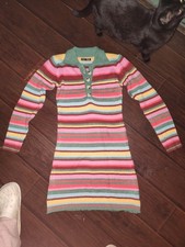 Beautiful Soft Long Sleeve Knit Sweater Dress With Multicolored Stripes