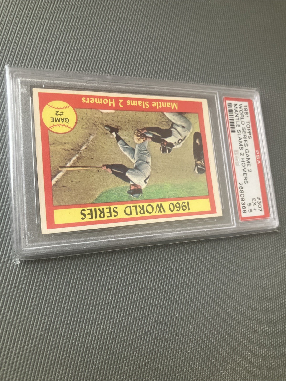 1960 WORLD SERIES GAME #2 MICKEY MANTLE SLAMS 2 HOMERS PSA 5.5 1961 TOPPS #307 view 6