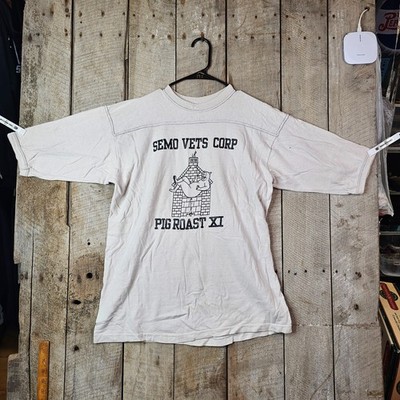 Vintage SEMO Vets Corp Pig Roast XI T Shirt White 1978 Single Stitch Style