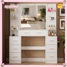 Vanity Set with 11 Led Lights Makeup Desk Mirror Dressing Dresser Table White US