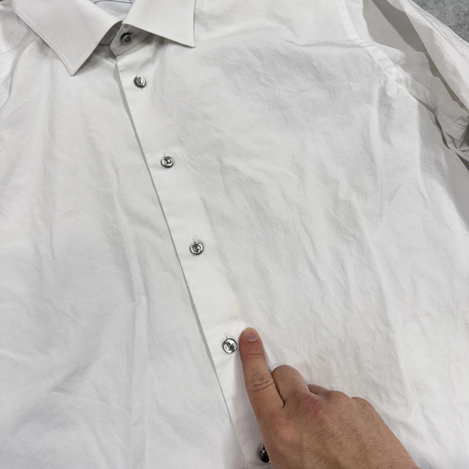 ETON Dress Shirt Mens 18 White Contemporary Contrast Floral Trim Long Sleeve - Image 3 of 4