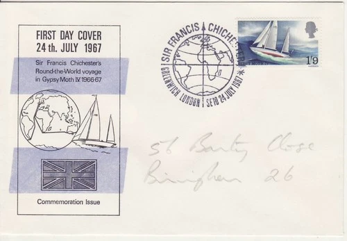 GB Stamps First Day Cover Sir Francis Chichester World Voyage, sailing SHS 1967