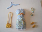 BARBIE FASHION CLOTHES ~ BLUE FLORAL PRINT COTTON OUTFIT w/ACCESSORIES SET