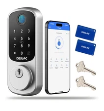 Cerradura De Puerta Inteligente Manija Teclado Huella Digital Entrada Con Llave